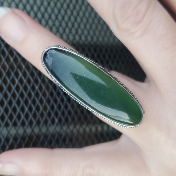 New Oversized Nephrite Jade 925 Silver Ring. - Picture 11 of 16